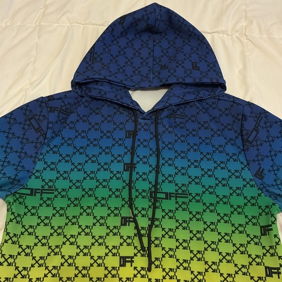 OFF-WHITE Athleisure Monogram Hoodie Blue/Green/Yellow Size S - Picture 5 of 16